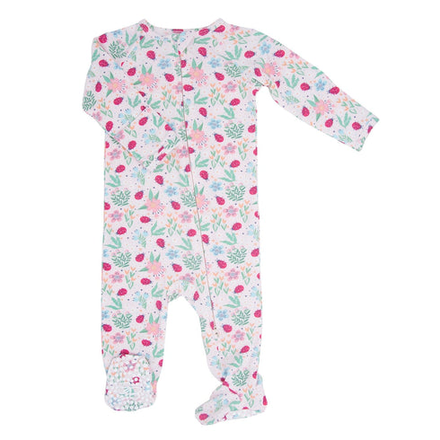 ladybug-flower-garden-zipper-footie Sweet Bamboo - Sophia's Style-2